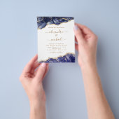 Budget Agate Navy Blue Gold Blue Wedding Flyer (Hand)