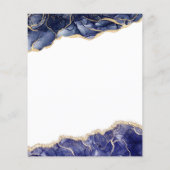 Budget Agate Navy Blue Gold Blue Wedding Flyer (Achterkant)