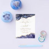Budget Agate Navy Blue Gold Blue Wedding Flyer (Enkel)