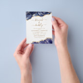 Budget Agate Navy Blue Gold Brunch en Bubble Flyer (Hand)
