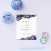Budget Agate Navy Blue Gold Brunch en Bubble Flyer (Enkel)