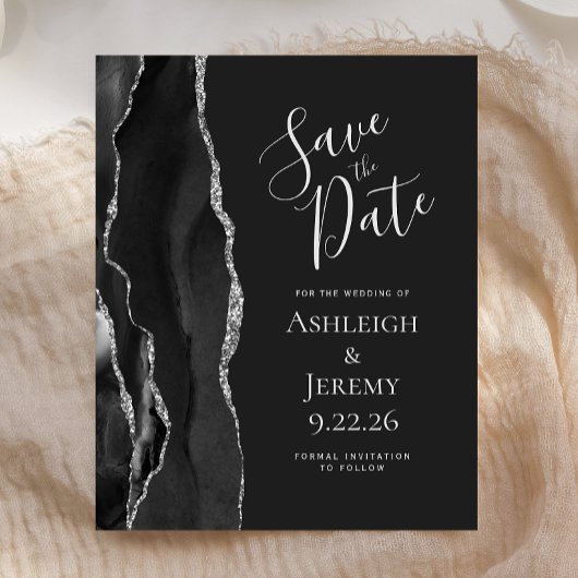 Budget Agate Noir Argent Foncé Carte de Préavis de