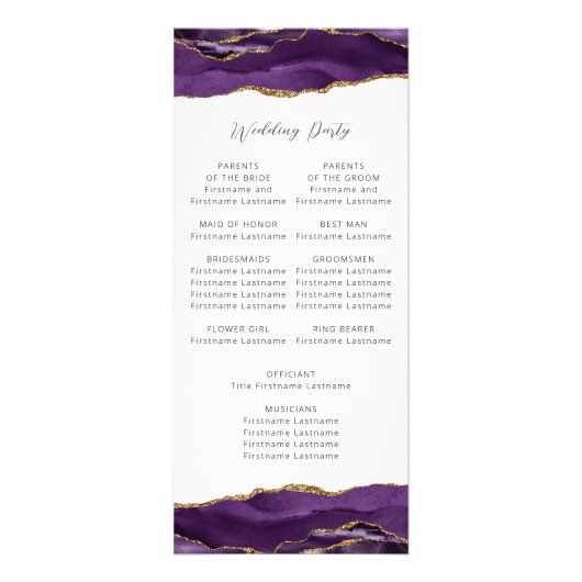 Budget Agate Purple Gold Wedding Programme (Dos)