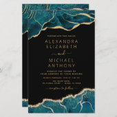 Budget Agate Turquoise Blauwgroen Gold Wedding (Voorkant / Achterkant)