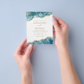 Budget Agate Turquoise Blauwgroen Gold Wedding Flyer (Hand)