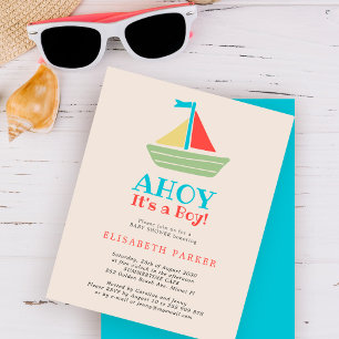 Budget Ahoy Het is een Jongen baby shower Uitnodig