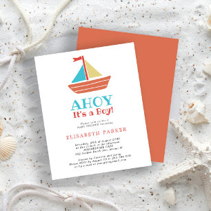 Budget Ahoy Het is een Jongen baby shower Uitnodig