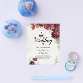 BUDGET All-in1 Rustieke Herfst Wijnrood Trouwfeest Flyer (Enkel)