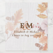 BUDGET All-in-1 Herfstbladeren Terracotta Bruiloft Wijn Etiket (Enkel label)