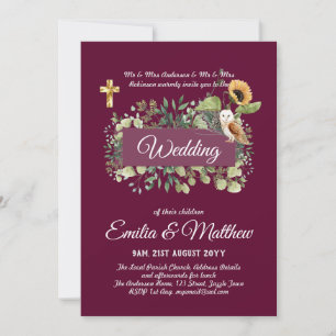 BUDGET All-in-1 katholieke bruiloft Floral Owl Lea Kaart