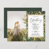 Budget All-in-1 PHOTO Greenery Wedding RSVP QR COD (Voorkant / Achterkant)