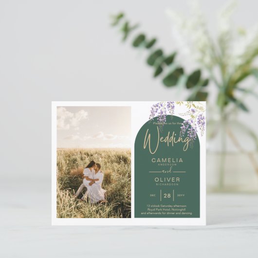 Budget All-in-1 PHOTO Wedding Wisteria QR Code INV (Staand voorkant)