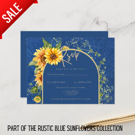 BUDGET All-in-1 Rustic Sunflower BLUE Wedding Briefkaart