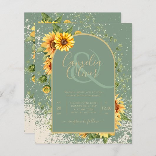BUDGET All-in-1 Rustic Sunflower Greenery Wedding (Voorkant / Achterkant)