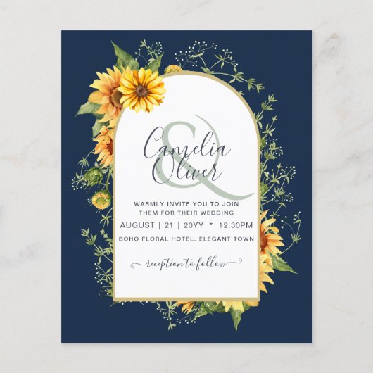 BUDGET All-in-1 Rustic Sunflower Greenery Wedding Flyer (Voorkant)