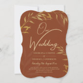 Budget All-in-1 Rustic Terracotta GOLD Wedding Kaart (Voorkant)