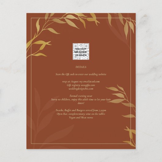 Budget All-in-1 Rustieke Terracotta GOUDEN Huwelij Flyer (Achterkant)