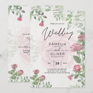 Budget All-in-1 Stof Roze Rozen Bloemen Bruiloft Kaart