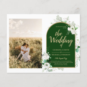 Budget All-in-1 White Roses Green Wedding QR Code Flyer