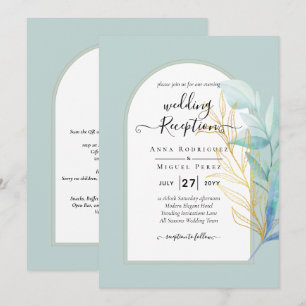 BUDGET All-in-1 Zee Glass Gold Leaf Sage Wedding Kaart