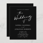 Budget All in One Calligraphy Black Wedding Invite (Voorkant / Achterkant)