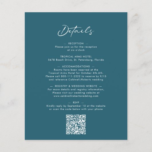 Budget All in One Calligraphy Blauwgroen Wedding I (Achterkant)