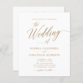 Budget All in One Gold Calligraphy Wedding Invite (Voorkant / Achterkant)