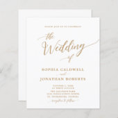 Budget All in One Gold Calligraphy Wedding Invite (Voorkant / Achterkant)