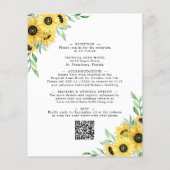 Budget All in One Sunflower bee Wedding Invite (Achterkant)