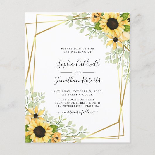 Budget All-in-One Sunflower Gold Wedding (Voorkant)