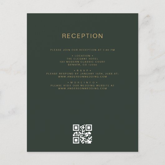 Budget Alles in een Groen Goud Bruiloft QR Code (Achterkant)
