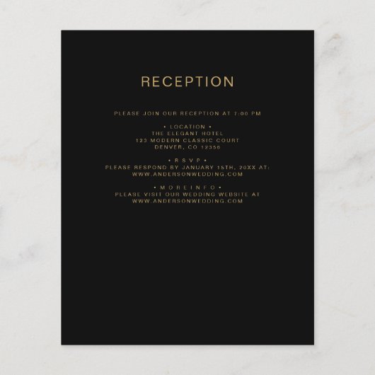 Budget Alles in één zwart gouden bruiloft script (Achterkant)