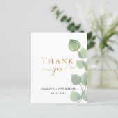 Budget anniversaire 50 eucalyptus carte de remerci (Debout devant)