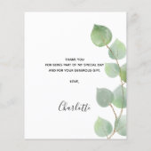 Budget anniversaire 50 eucalyptus carte de remerci (Dos)
