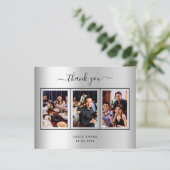 Budget anniversaire argent photo carte de remercie (Debout devant)