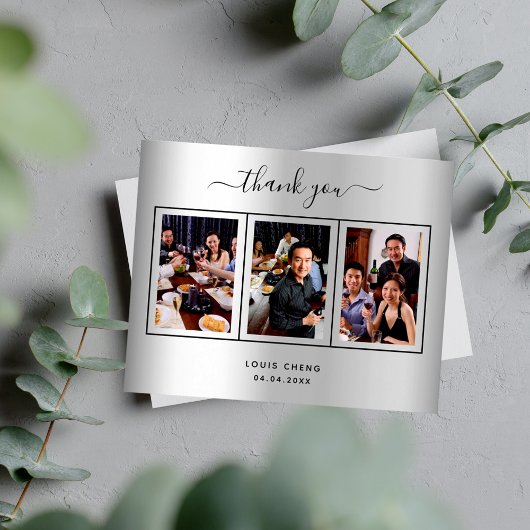 Budget anniversaire argent photo carte de remercie