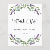 Budget anniversaire lavande eucalyptus carte de re (Devant)