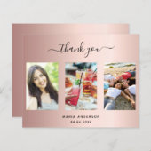 Budget anniversaire photo rose or carte de remerci (Devant / Derrière)
