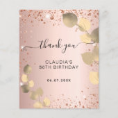 Budget anniversaire rose eucalyptus carte de remer (Devant)