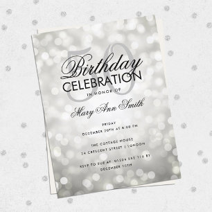 Budget Anniversaire Silver Sparkle Invitation lége