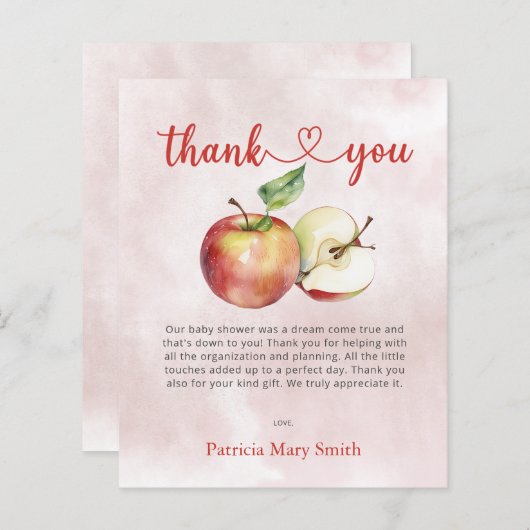 Budget Appel van onze Eye Baby shower Bedankt Card (Voorkant / Achterkant)