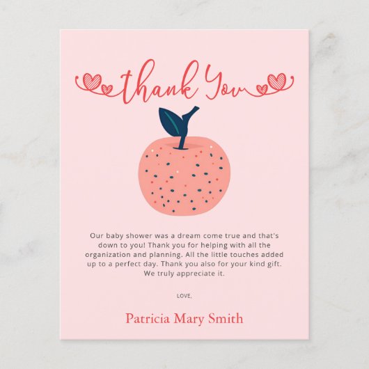 Budget Appel van onze Eye Baby shower Bedankt Card (Voorkant)