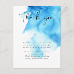 Budget Aqua Blauw Aquarel Wash Trouwdag Briefkaart