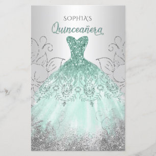 Budget Aqua Sparkle Dress Quinceañera
