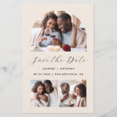 Budget Arch 3-Foto Beige QR-code Save the Date (Voorkant)