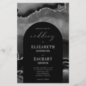 Budget Arch Black Silver Agate Wedding Uitnodiging (Voorkant)