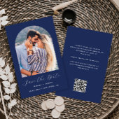 Budget Arch Foto QR Code Navy Blue Save the Date