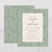 Budget Arch Line Art Sage Green Wedding Uitnodigin (Voorkant / Achterkant)