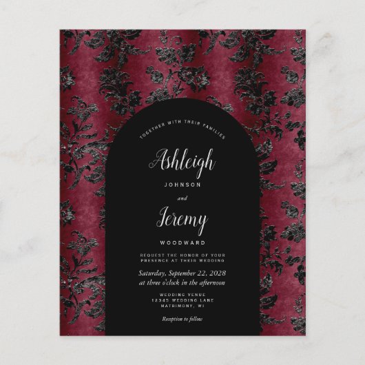 Budget Arch Moody Burgundy Black Damask Wedding (Voorkant)