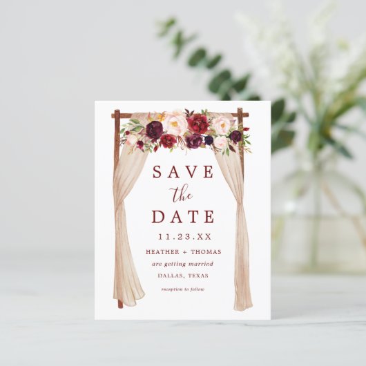 Budget Arch Rustic Boho Wedding Save the Dates (Staand voorkant)